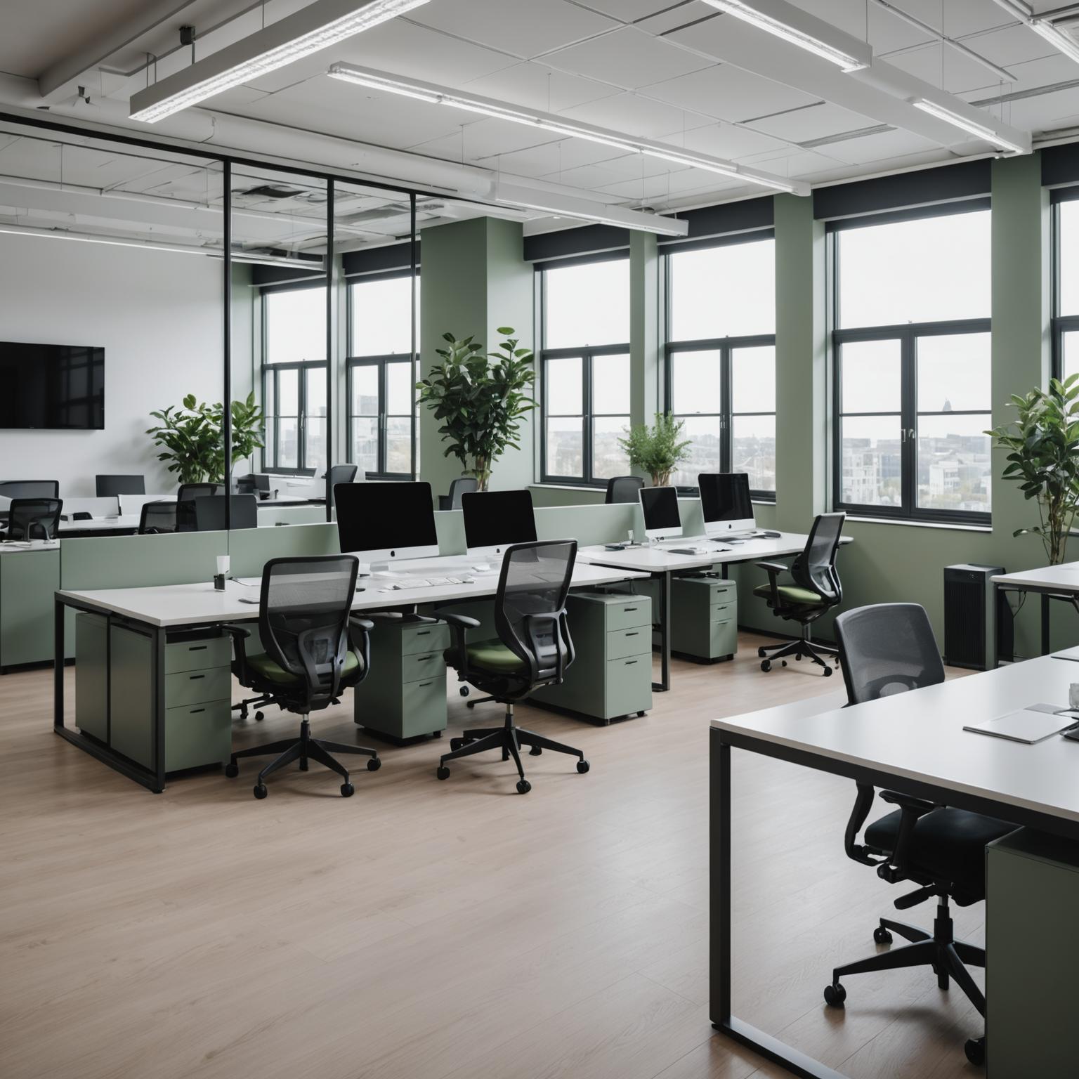 Pristine open plan office workspace