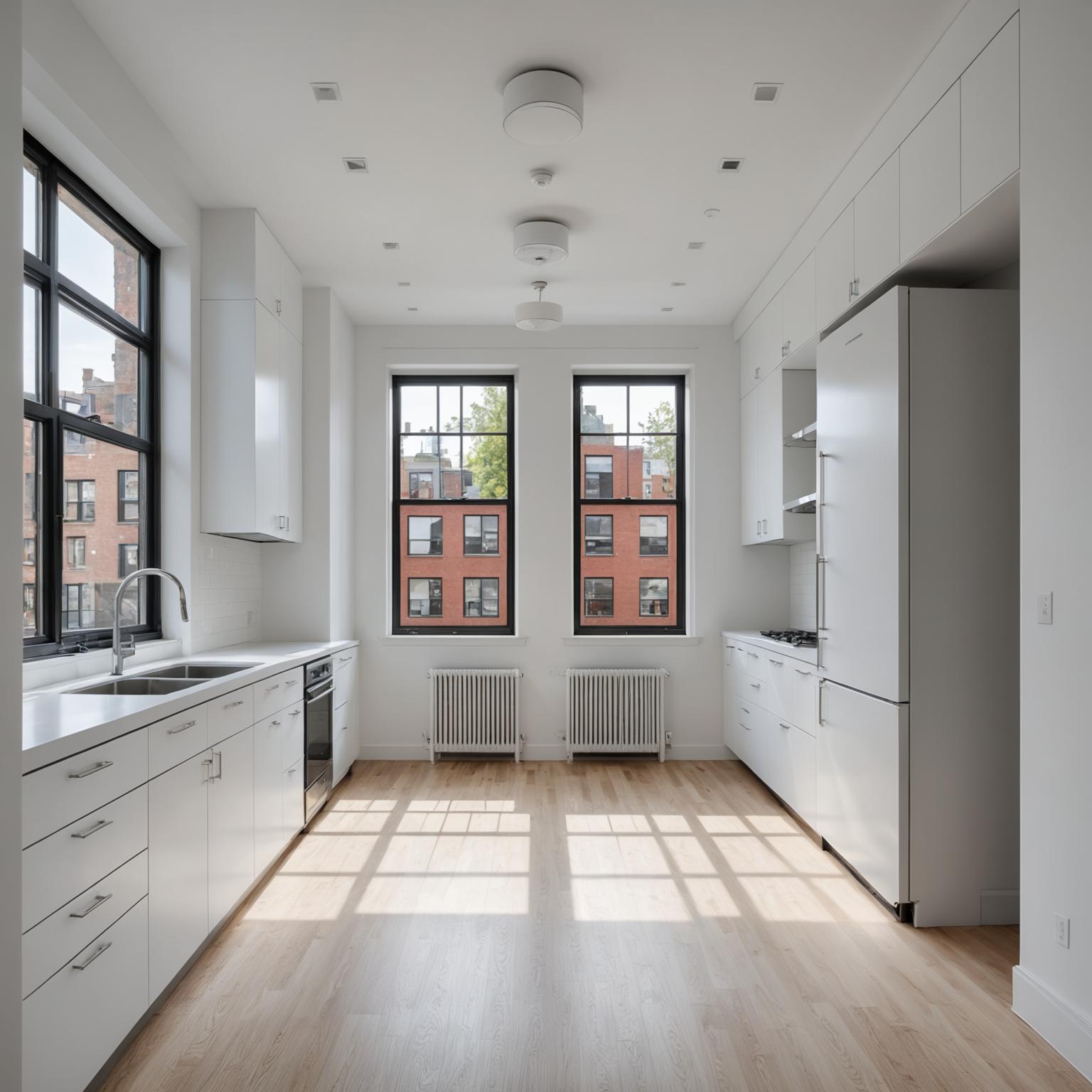 Newly renovated apartment after construction cleanup